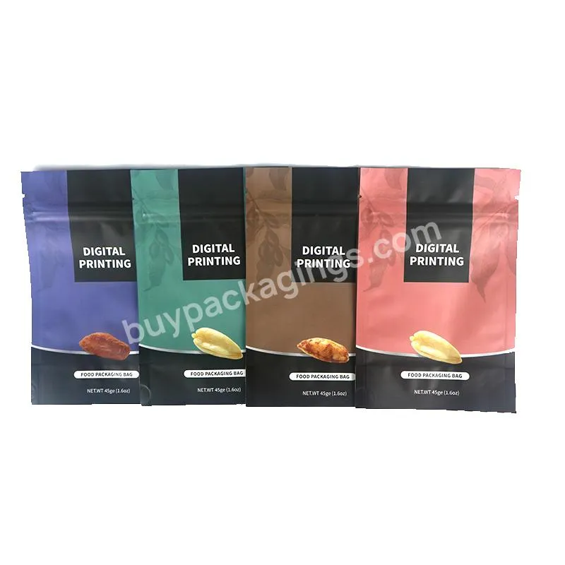 Digital Printing Custom Logo Wholesale Plain Kraft Pouch Ziplock Brown Kraft Paper Packaging Bags For Tea/coffee/spices