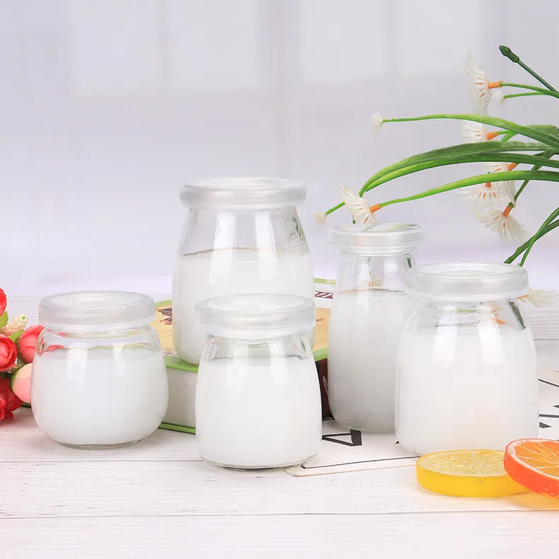 Direct sales 50ml small pudding glass bottle 100ml candy bottle Milk cup high temperature resistant 200ml yogurt cup