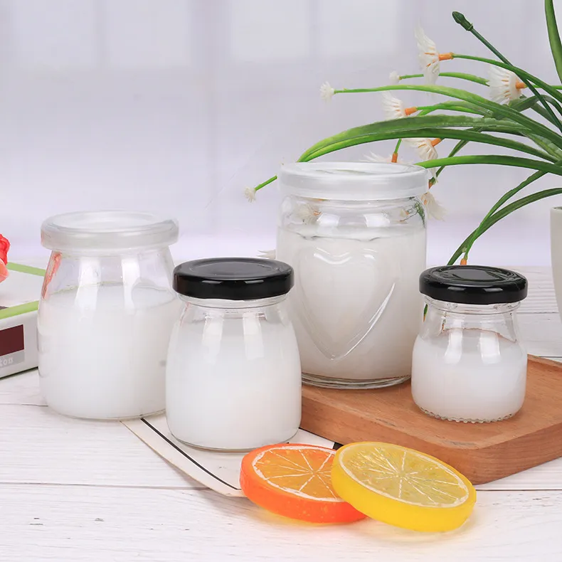 Direct sales 50ml small pudding glass bottle 100ml candy bottle Milk cup high temperature resistant 200ml yogurt cup