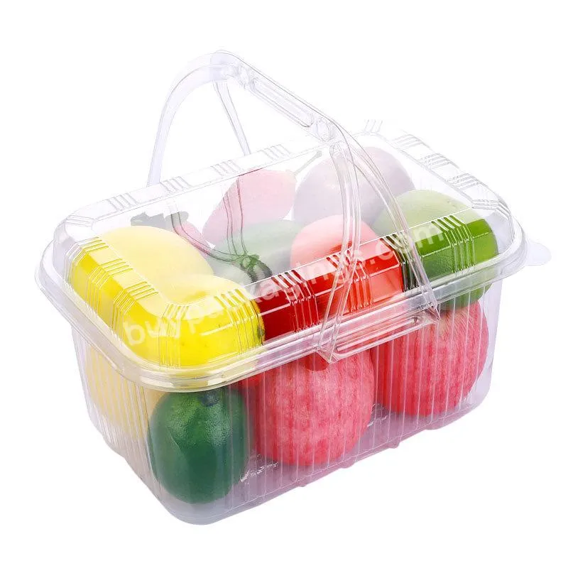 Disposable Blister Transparent Cake Strawberry Fruit Packaging Box With Handle