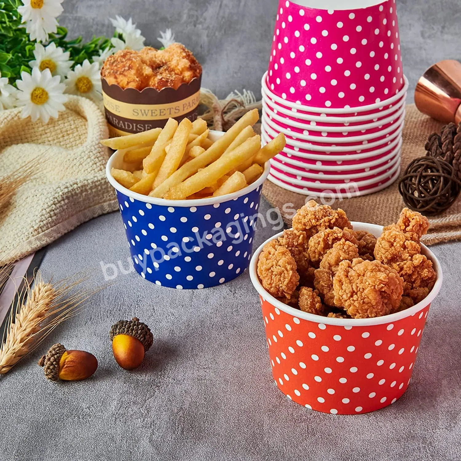 Disposable Dessert Cups,Ice Cream Bowls For Cold Or Hot Food,Paper Dessert Cups,Sundaes