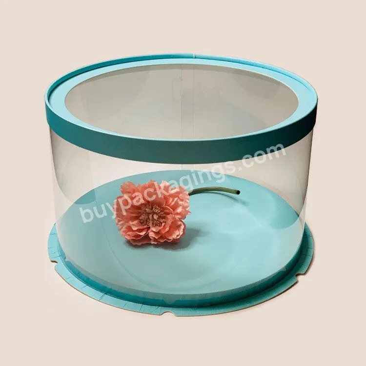 Disposable Plastic Long Cylinder Cake Box Gold Transparent Tall Cake Box Clear Round Cake Box