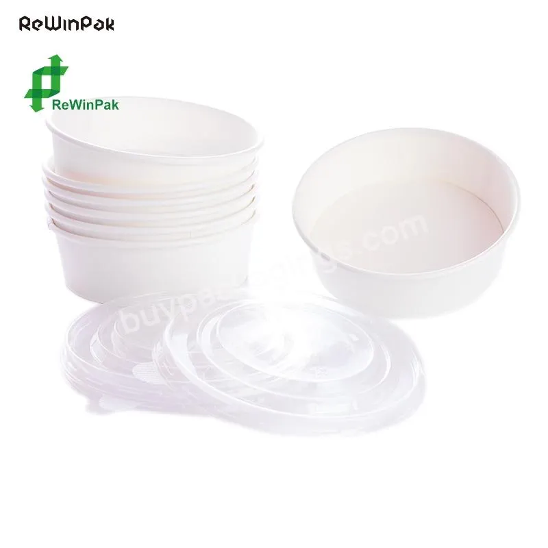 Disposable Recycled 700ml 750ml Round White Packing Togo Cake White Paper Waterproof Plum Soup Bowl For Fries