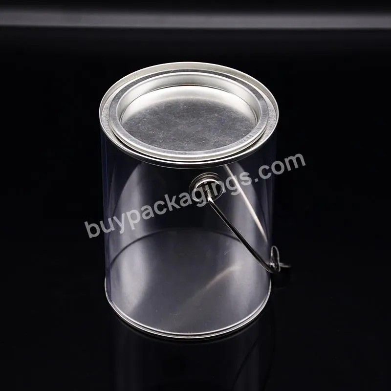 Disposable Tin Lids And Clear Pet/pvc Plastic Cylinder With Hand For Gifts/candy/food