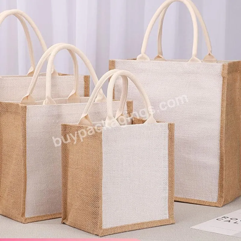 Diy Hand-painted Pouch Blank Burlap Tote Bags With Handles Supermarket Shopping Bag Travel Picnic Food Storage Bag