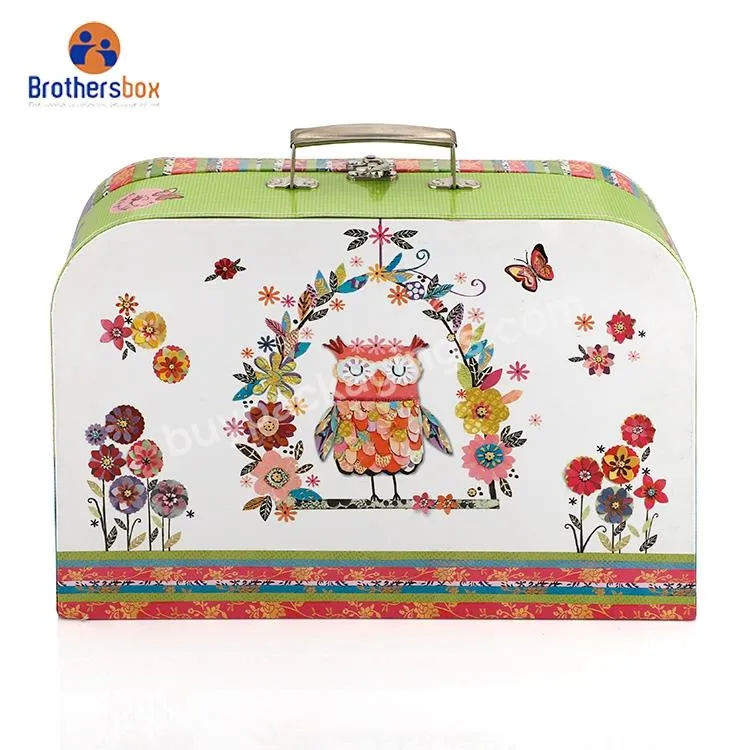 DongGuan large paper cardboard suitcase gift box with handle