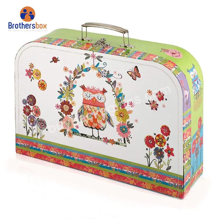 DongGuan large paper cardboard suitcase gift box with handle