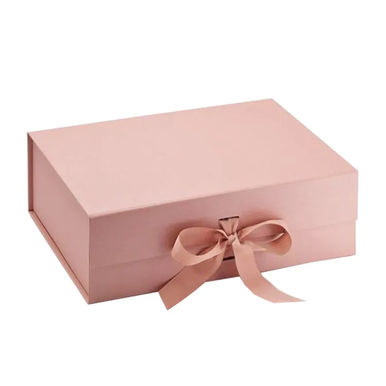 Dongguan new design custom logo large pink magnetic folding packaging gift box