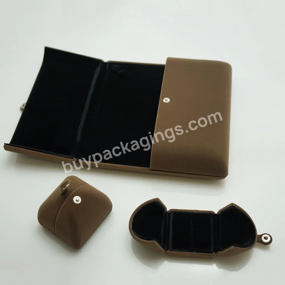Double Open Jewelry Boxes China Wholesale Custom Luxury High End Shipping Suede Jewelry Box Large Necklace Box