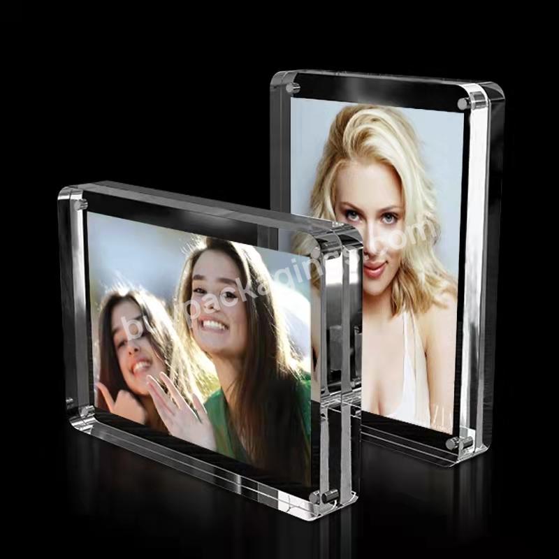 Double Sided Magnetic Acrylic Picture Frame With Round Corner For Desktop Displays