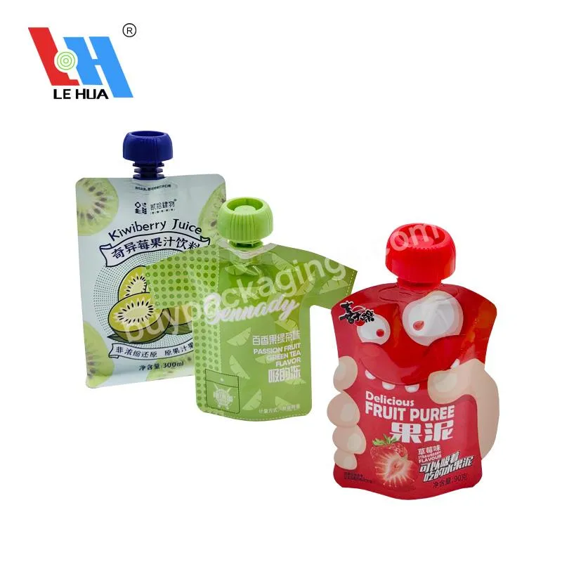 Doypack Plastic Aluminum Foil Stand Up Nozzle Spout Bags Pouches Middle Packed With Cap For Jam/jelly/juice