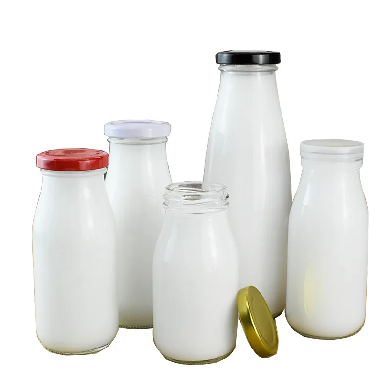 Eco Friendly 1000ML 500ml 250ml Beverage Juice Bottle Glass Milk Bottle Clear Milk Empty Bottle