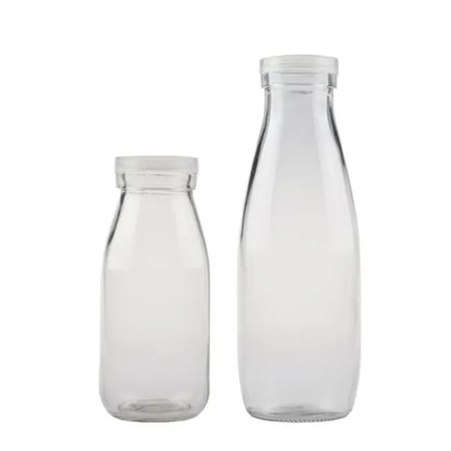 Eco Friendly 1000ML 500ml 250ml Beverage Juice Bottle Glass Milk Bottle Clear Milk Empty Bottle