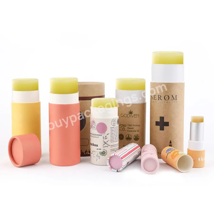 Eco Friendly Biodegradable Paper Deodorant Lip Balm Containers Packaging Push Up Craftpaper Tubes Twist Lipstick Tube