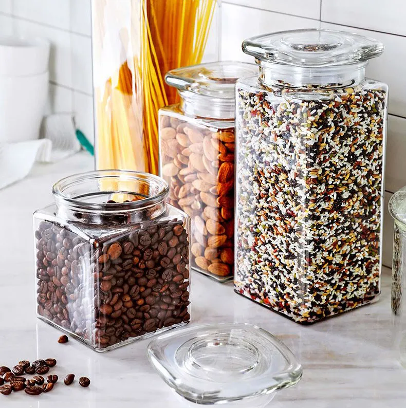 Eco-friendly Bpa Free Food Storage Silicon Borosilicate Glass Jars Containers With Glass Lid