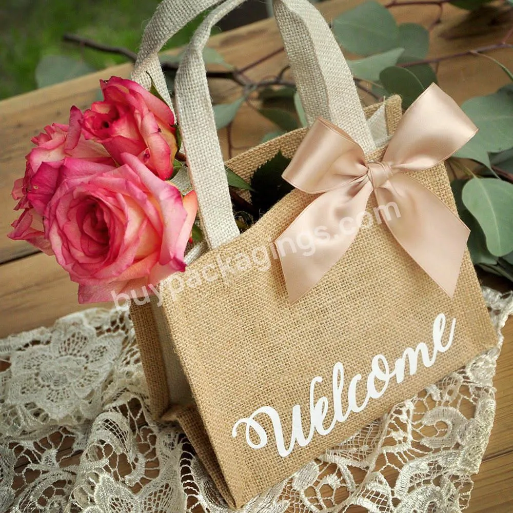 Eco Friendly Custom Logo Jute Shopping Bags Hotel Welcome Burlap Wedding Guest Gift Bag - Buy Jute Bag,Cheap Logo Shopping Tote Bags,Custom Printed Jute Bags.