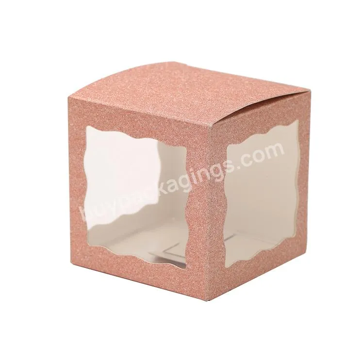 Eco Friendly Customized Pink Art Paper Box Package With Window Gift Cosmetic