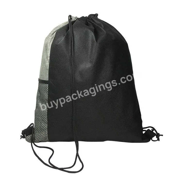 Eco Friendly Durable Cheap Non Woven Pull String Custom Logo Drawstring Bag Draw String Backpack With Side Mesh Pocket