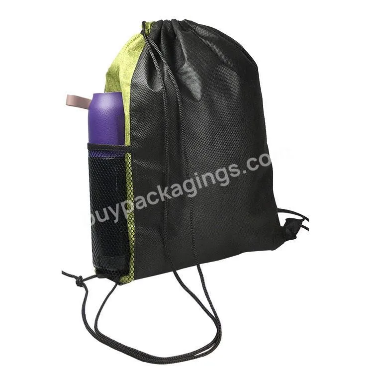 Eco Friendly Durable Cheap Non Woven Pull String Custom Logo Drawstring Bag Draw String Backpack With Side Mesh Pocket - Buy Polyester Drawstring Bag,Drawstring Bag,Polyester Backpack Bags.