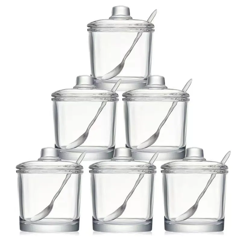 Eco-friendly Feature Borosilicate Glass Spice Storage Container Seasoning Bottles Spice Glass Jar With Metal Spoon