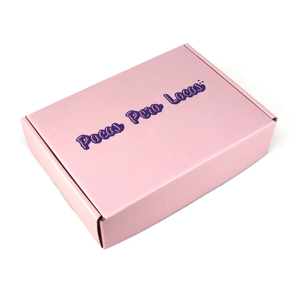 Eco friendly folders cosmetic apparel pink packaging corrugated shipping mailing boxes custom logo