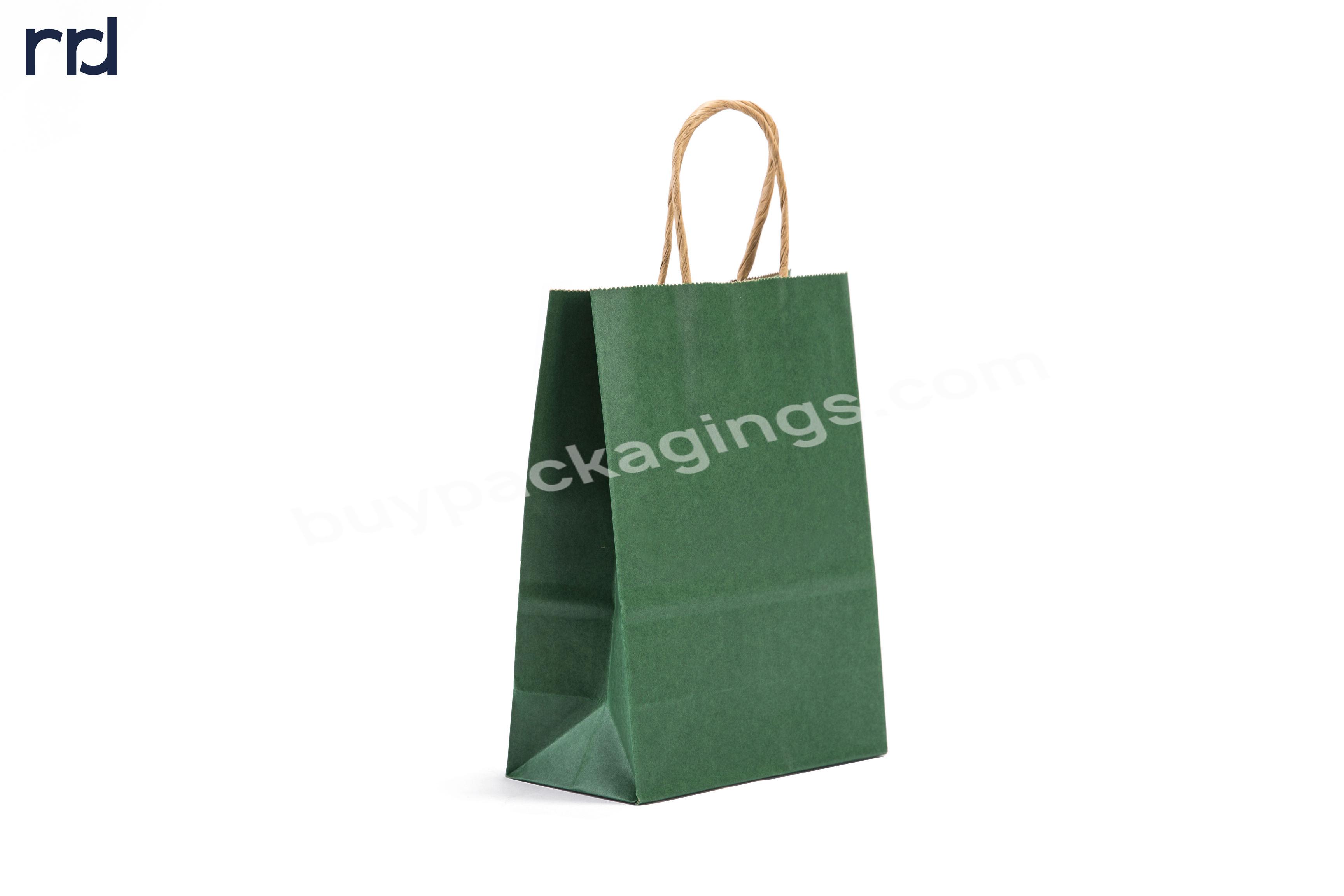 Eco-friendly Green Color Large Paper Shopping Bag Custom Logo Wholesale Price