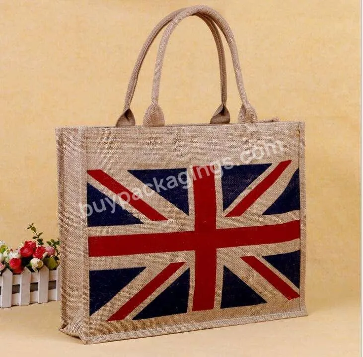 Eco Friendly Handmade Gift Beach Carrier Hemp Canvas Jute Bag Customized Printing Burlap Tote Bag