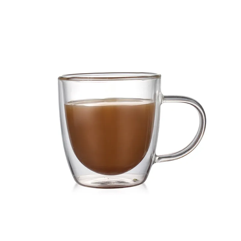 Eco-friendly Insulated Reusable Fancy Cheap Handmade Clear Double Wall Glass 250ml Cappuccino Coffee Cups and Mugs