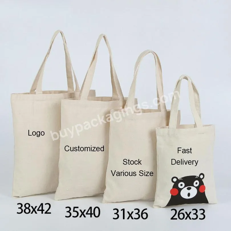 Eco Friendly Large Eco Bags Recycled Custom White Black Cotton Canvas Tote Bag With Logo