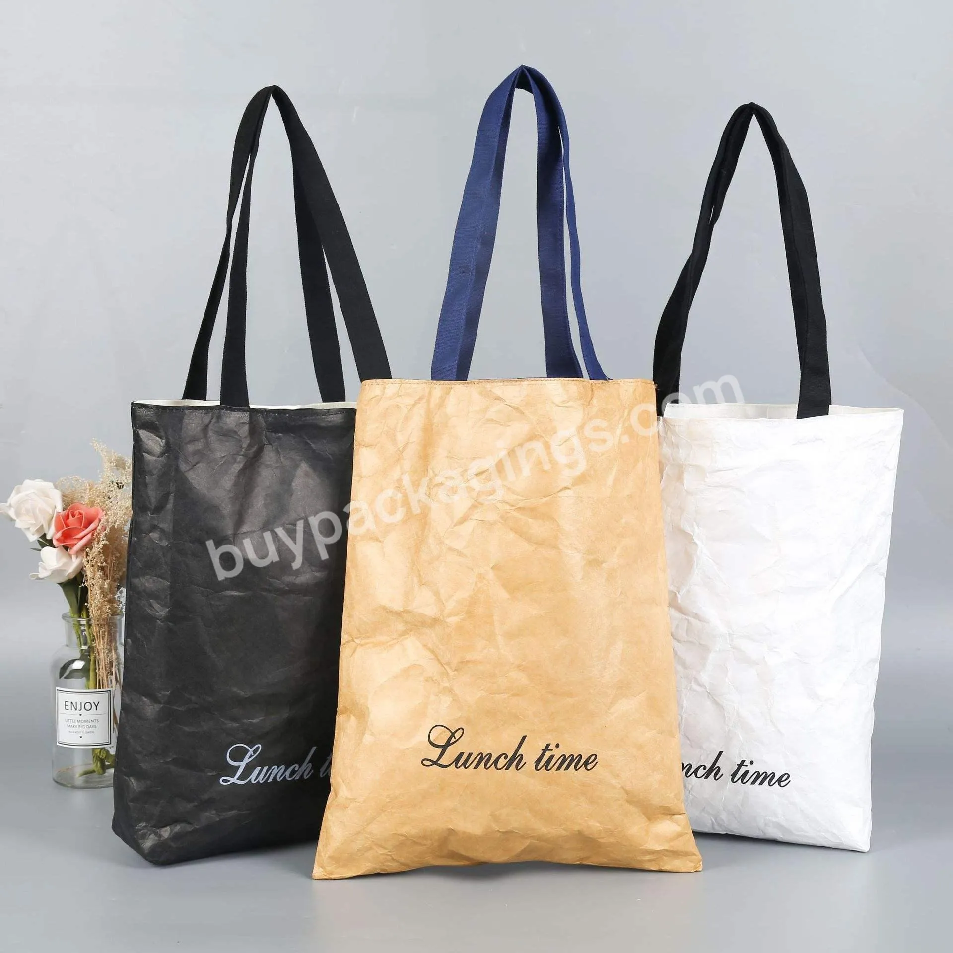 Eco Friendly Reusable Washable Womens Shopping Colorful Dupont Kraft Tyvek Paper Tote Bag With Logo