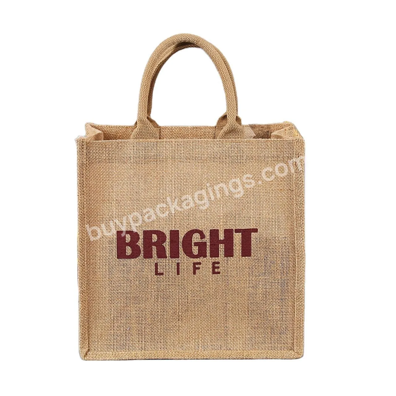 Eco Reusable Cloth Carrying Bags Women Beach Hand Tote Laminated Grocery Promotional Shopping Handbags Jute Bag