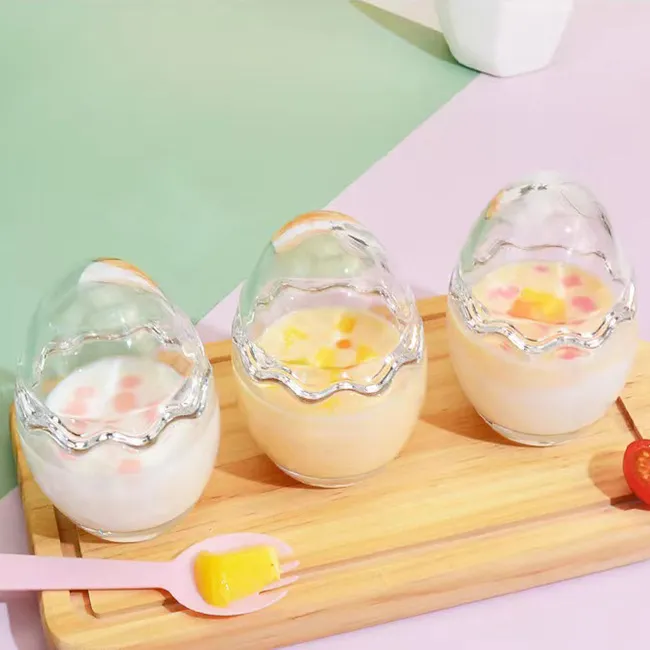 Egg Shell Creative Shape Glass Pudding Cup Bottle Resistant High Temperature Microwaveable  Glass Bottle