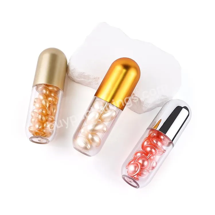 Empty 50ml Container Medicine Vitamin Capsule Supplements Plastic Bottle Soft Capsule Pill Bottle With Gold Cap