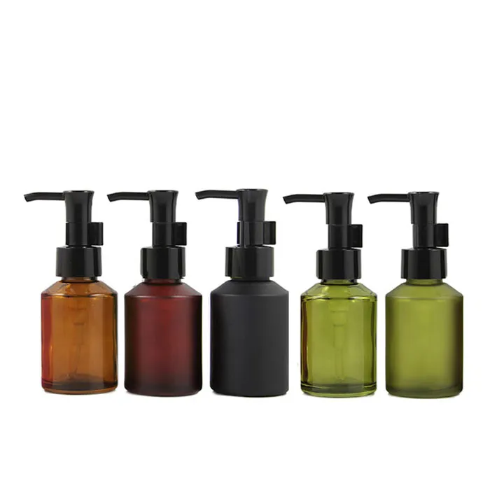 Empty Black Cosmetics Spray Press Glass Bottle For Refreshing Lotion 3060100ml