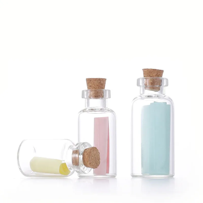 Empty Body and Wooden Cork Mini Make-a-wish Glass Material Multiple Specification 0.5ml 1ml 2ml 3ml 5ml Glass Bottle