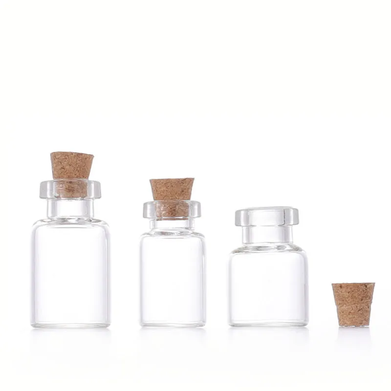 Empty Body and Wooden Cork Mini Make-a-wish Glass Material Multiple Specification 0.5ml 1ml 2ml 3ml 5ml Glass Bottle