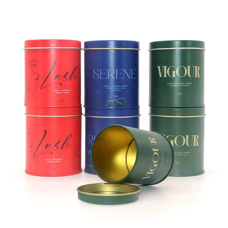 Empty Cylinder Spices Tea Coffee Beans Storage Tin Metal Can Party Favors Gift Tea Tin Storages Box