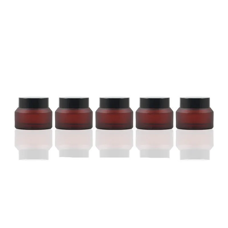 Empty Round Cosmetic 15g 30g 50g Matte Glass Cream Jar with Screw Lids