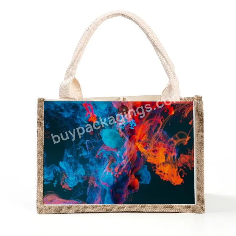 European New Style Customized Cotton Jute Shopping Tote Bag With Printing Image