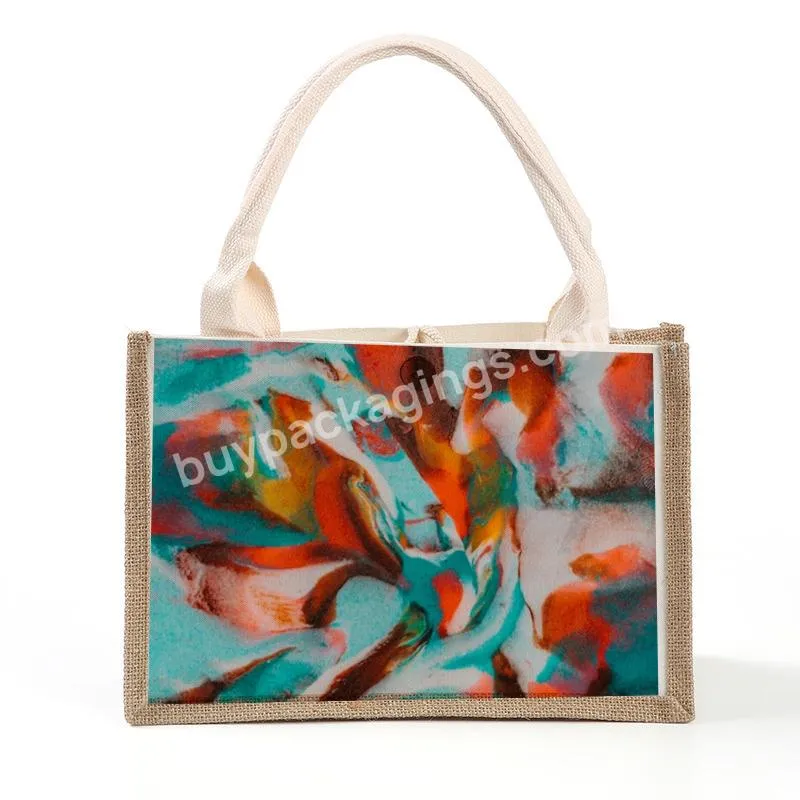 European New Style Customized Cotton Jute Shopping Tote Bag With Printing Image