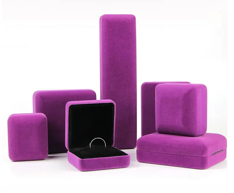 Exquisite Luxury Jewelry Box Packaging Purple Velvet Jewelry Packaging Box Set with Custom Logo