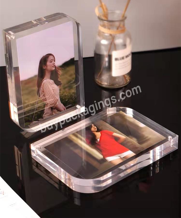 Factory Custom Acrylic Double Sided Magnetic Photo Frames Display Your Artworks Strong Magnet - Buy Clear Freestanding Double Sided Photo Frames Desktop Display Acrylic Picture Frame,Acrylic Strong Magnetic Plate Transparent Crystal Brand Shelf Table