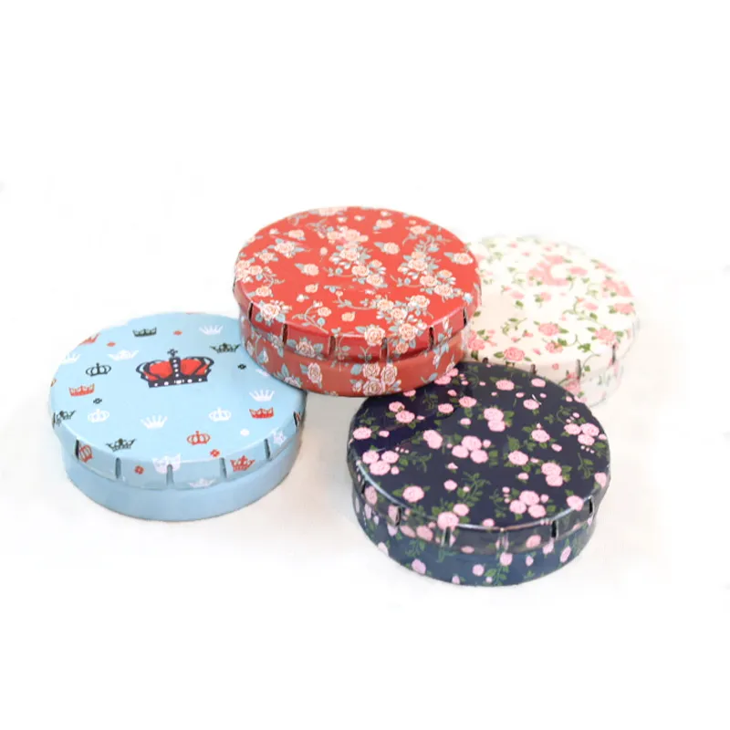 Factory custom empty container tin gift boxes candy round click clack chewing gum tin box tin case custom