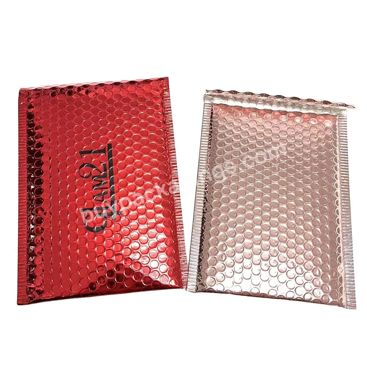 Factory Custom Printed Poly Air Metallic Silver Plastic Padded Envelope For Clothing 15x13 Bubble Mailer Mailing Bag