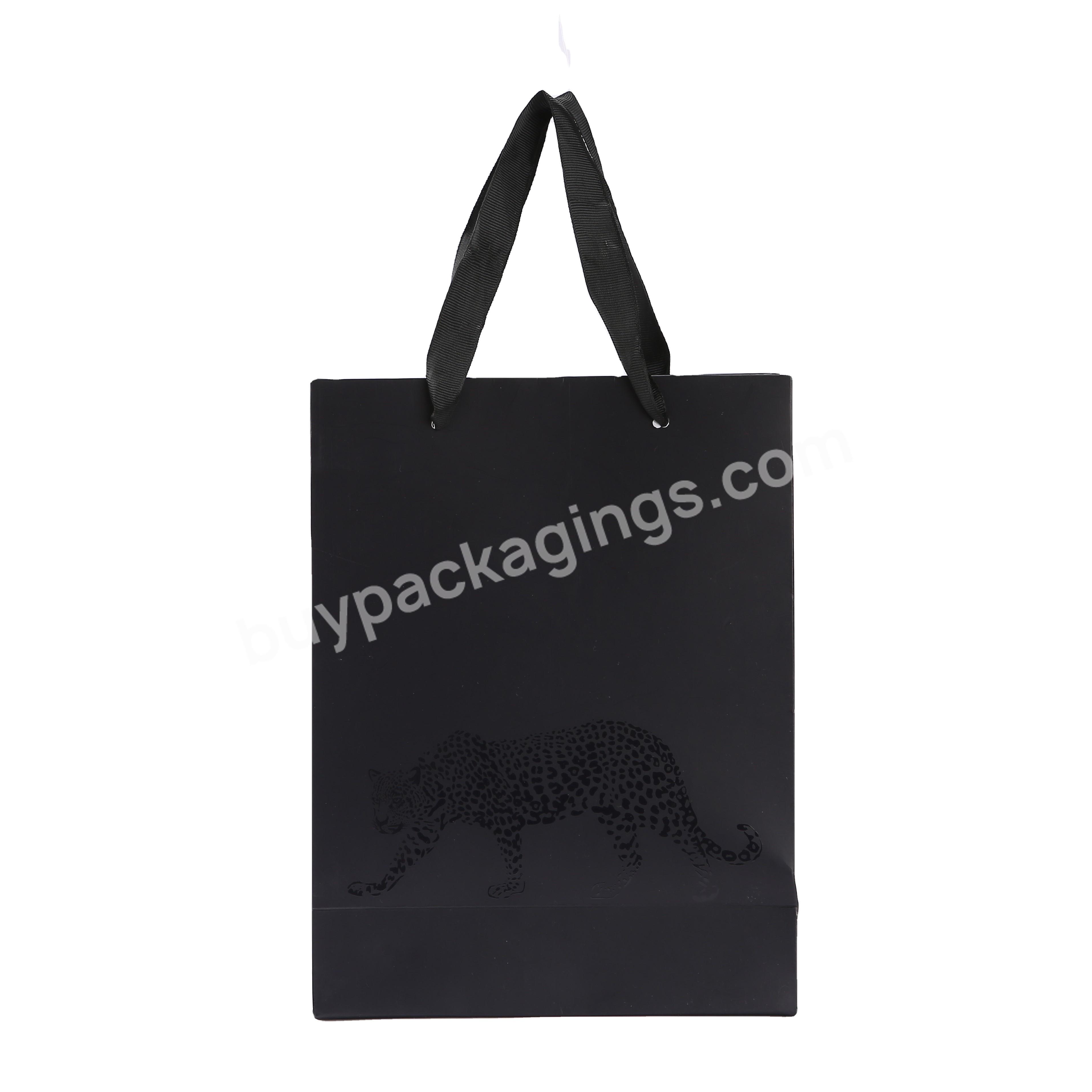 Factory Custom Reusable Printed BlackBrown Paper Shopping Bag Foldable With Handle