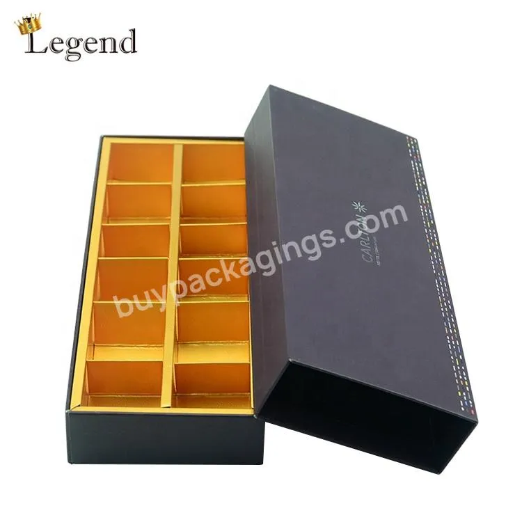 Factory Custom Size Gold Paper Divider Cardboard Material Luxury Drawer Packing Custom Chocolate Box