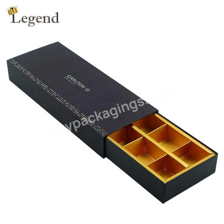 Factory Custom Size Gold Paper Divider Cardboard Material Luxury Drawer Packing Custom Chocolate Box