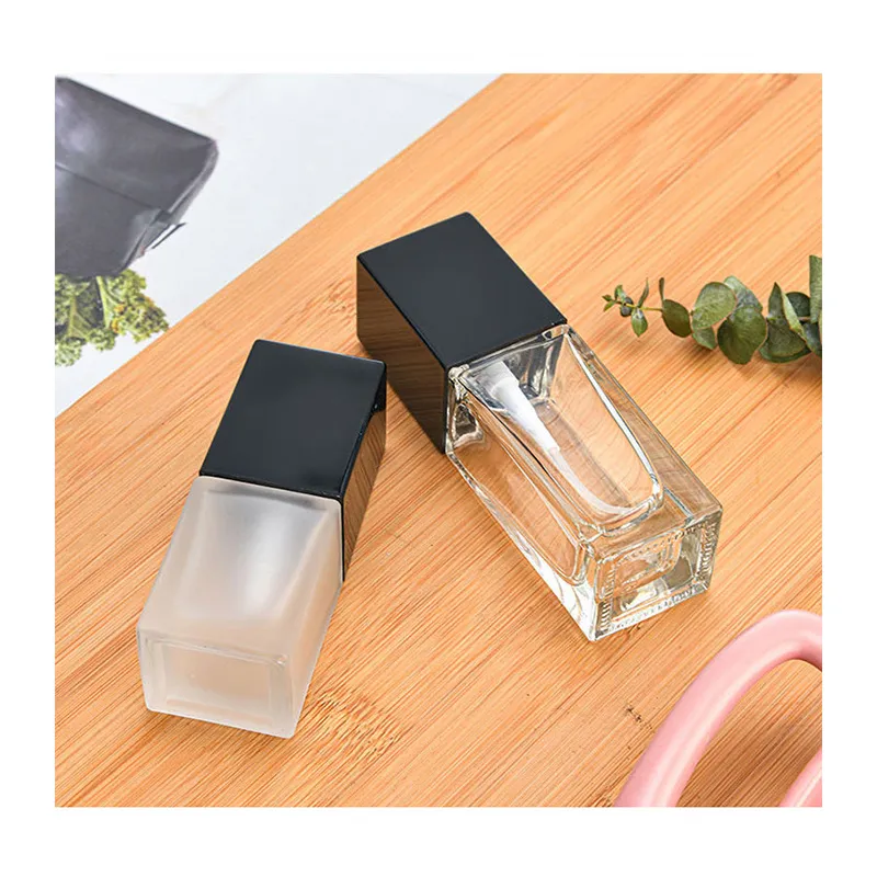 Factory Direct Sale Foundation Square Transparent Frosted Cosmetics Spray Empty Glass Bottle