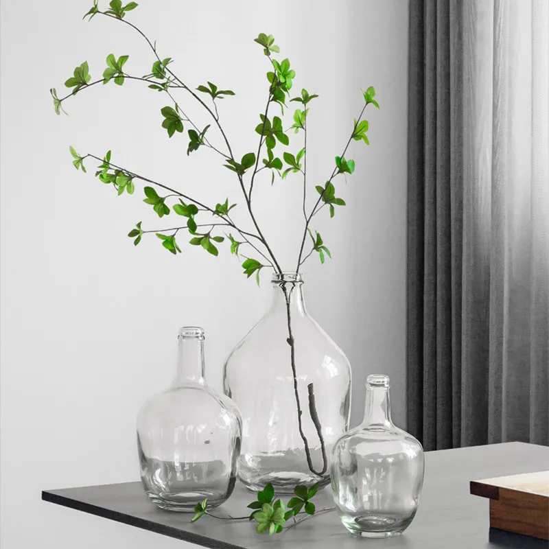 Factory Direct Sale Home Creative Decorations Green Plant Arrangement Large Size Cheap Price Glass Vase