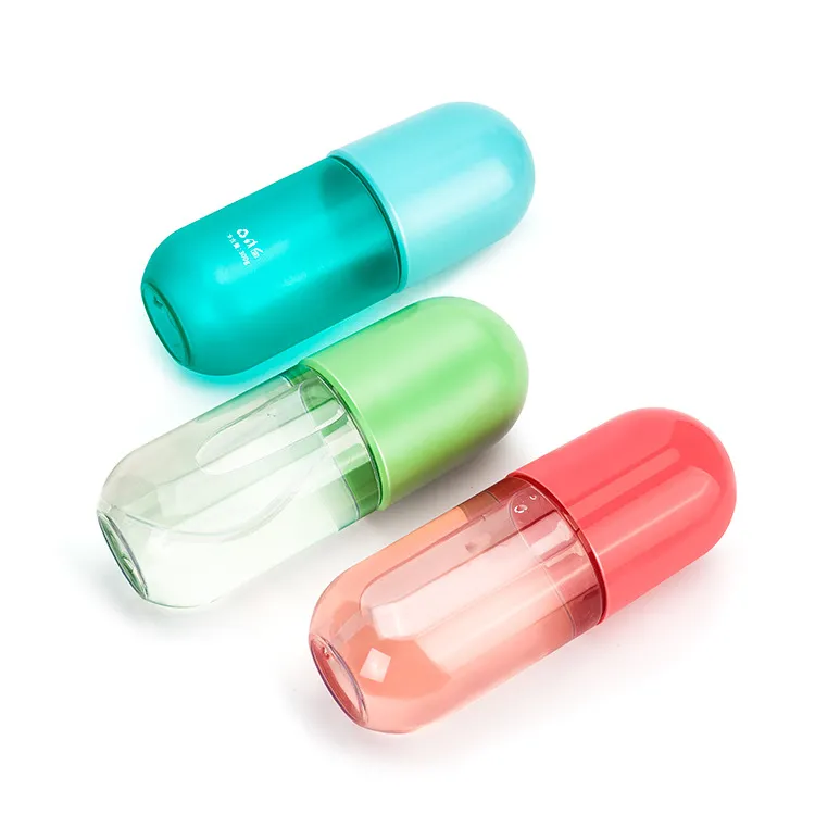 Factory Direct Sales 300ml Cosmetic Package Makeup  Capsule Shape Bottle Body Colorful Cap Plastic Bottle